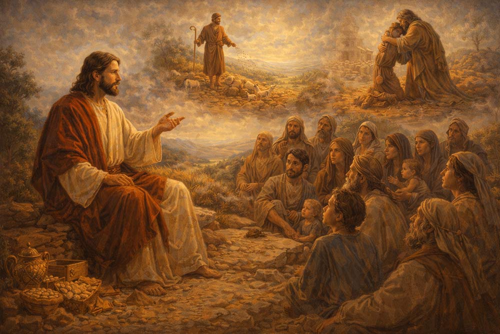 Jesus teaches in parables