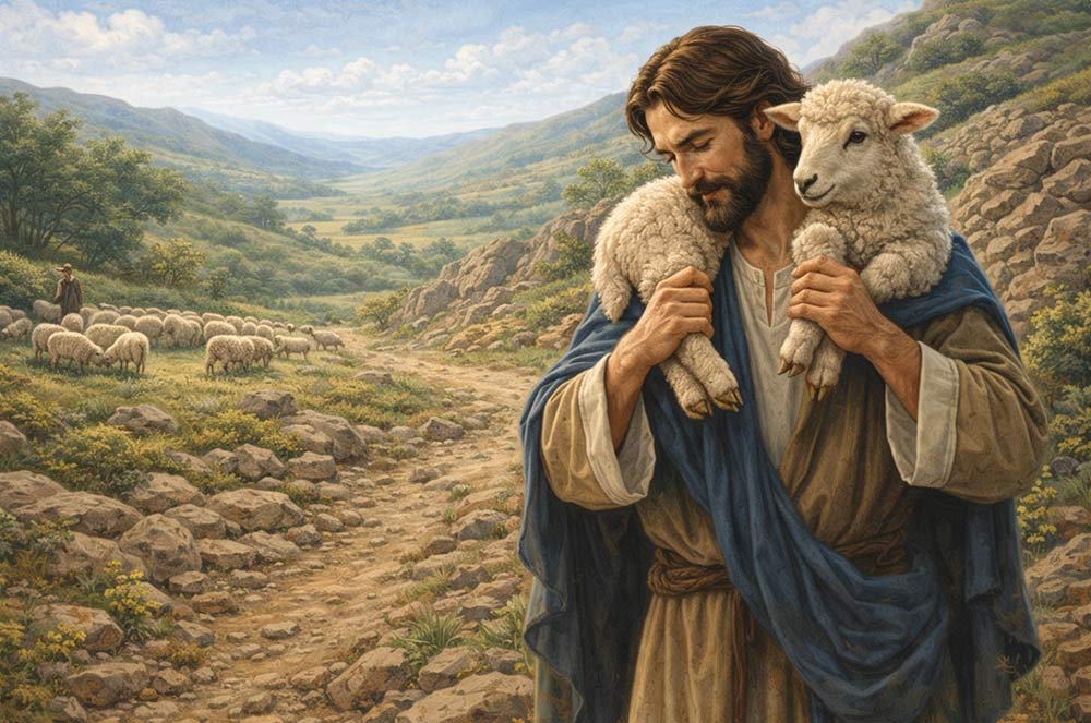 The shepherd finds the lost sheep