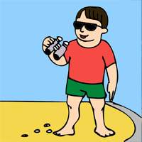 A boy with binocular