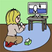 A girl with TV