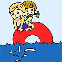 A boy, girl, sea