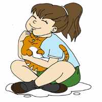 A girl with a cat