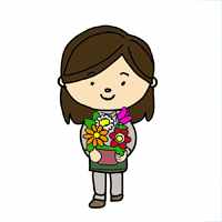 A girl with flowers