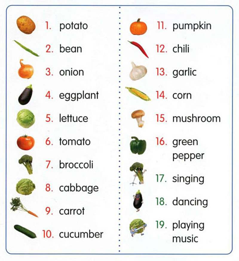 vegetable words