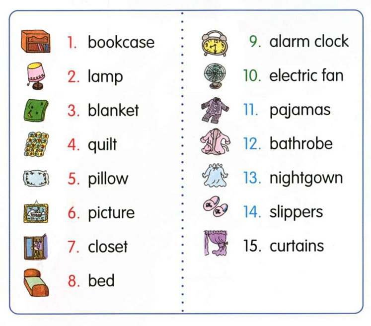 bedroom words